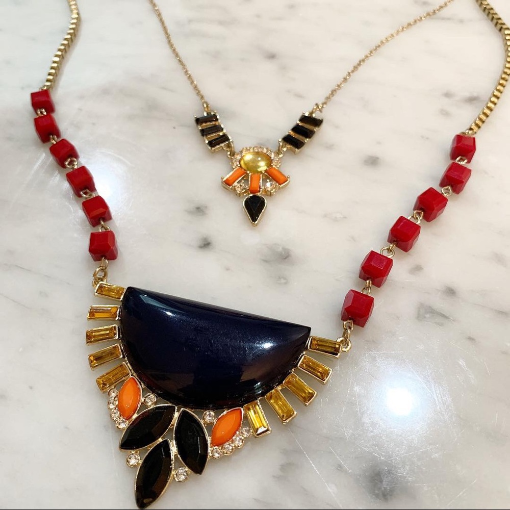 Multi colored layered necklace